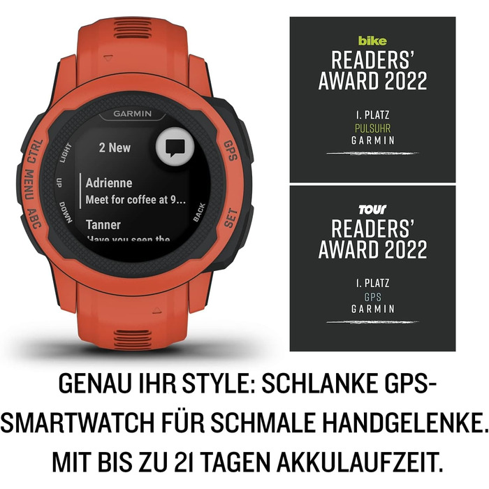 Розумний годинник Garmin Instinct 2S (відновлений) – GPS, 21 день роботи, для вузьких зап'ясть, 40+ спортивних функцій, сповіщення, аналіз сну