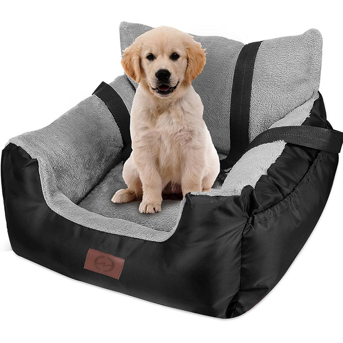 Автокрісло для собак та котів Fareyy, підняття для тварин, переноска з кишенькою та страхувальним ремінцем, водонепроникне, тепле, плюшеве, чорне