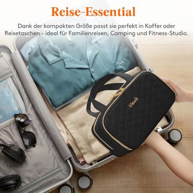 Жіноча дорожня косметичка Lifewit 5L, водовідштовхувальна косметичка з відділенням для мокрого одягу, органайзер для макіяжу, аксесуарів, шампуню та туалетних речей, чорна, M