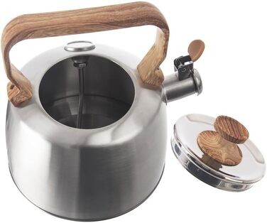 Електричний чайник зі свистком з нержавіючої сталі з термометром, 3.2 л