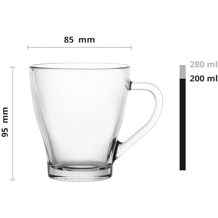 Набір кавових чашок KROSNO 1992 (6 шт, 200 мл) з ручкою - чайні, для кави та чаю, миючі в посудомийній машині