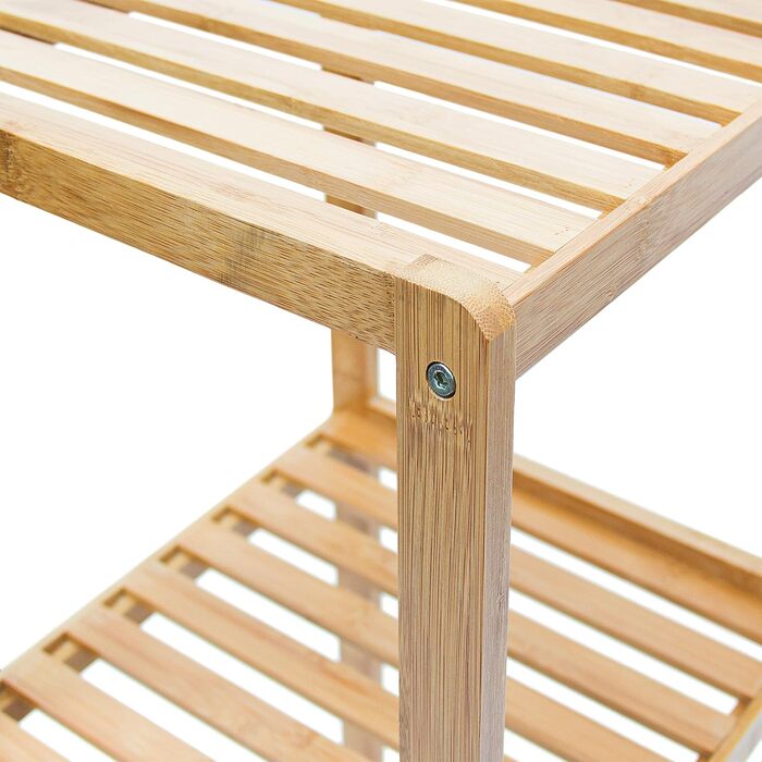 Relaxdays Bamboo Bathroom Shelf with 3 Shelves, HBT: 79 x 33 x 33 cm. Stylish standing shelf made of natural wood. Bamboo shelf as a kitchen shelf or wooden shelf for storage and storage in the bathroom, natural.