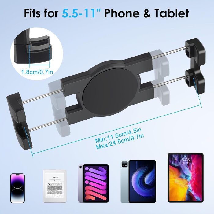 Утримувач для планшета в авто Linkstyle, універсальний, 360° обертання, для iPad та смартфонів 5.5-11 дюймів
