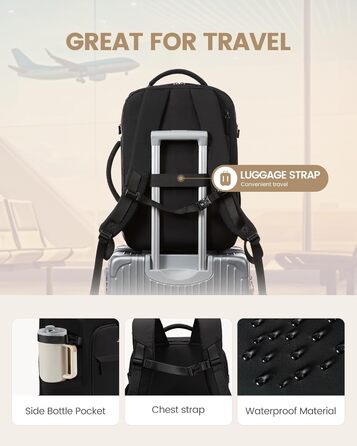 Чорний жіночий рюкзак LOVEVOOK 50L для подорожей, авіаперельотів та роботи, 17 дюймів