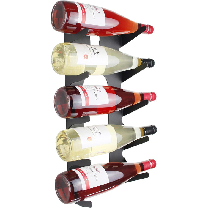Steel wine rack for all types of wines, with wall mount and decorative trim. (2 x Black)
