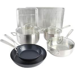 Каструля Babish Tri-Ply з нержавіючої сталі з кришкою, 12 л – професійний кухонний посуд