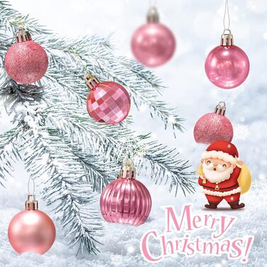 Новорічні кулі Рожеві, 36 шт. Кулі для ялинки з пластику 4 см, набір прикрас для ялинки, декор для святкування