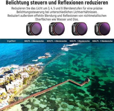 Набір фільтрів NEEWER ND&CPL для DJI Mini 4 Pro: 6 шт. (ND8, ND16, ND32, ND64, ND128, CPL) з ультратонким рамкою. Фільтри для дрона з HD склом, комплект