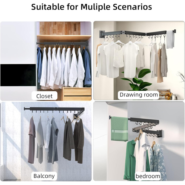 Настінна сушарка для білизни, розкладна, 3-секційна, 120 см (50 дюймів у складеному стані), біла. Максимальне навантаження: 150 фунтів (68 кг). Підходить для невеликих осель.