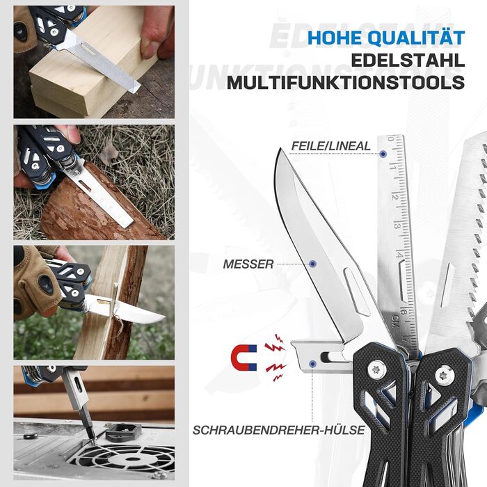 Мультитул Mossy Oak 21 в 1 з плоскогубцями та складаним ножем для кемпінгу, туризму та ремонту, з G10-ручкою та сумкою