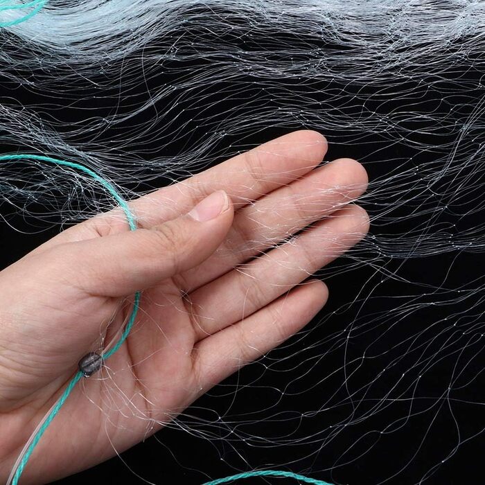 Zerodis Fishing Net, 50 Meters Length, 1.5 Meters Height, 3 Layers, Heavy-Duty Nylon Fishing Net with Floats, Fishing Accessories, Small Mesh Net, Practical Tool, Gifts for Men, Dad (3 Fingers)