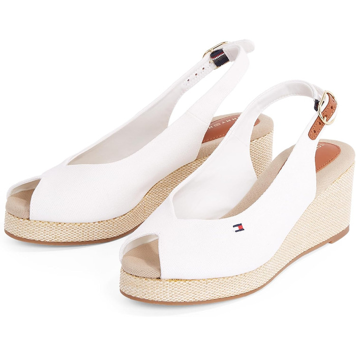 Сліпони Tommy Hilfiger Flag Mid Wedge Espad SLIN - білі еспадрильї на танкетці 38 EU