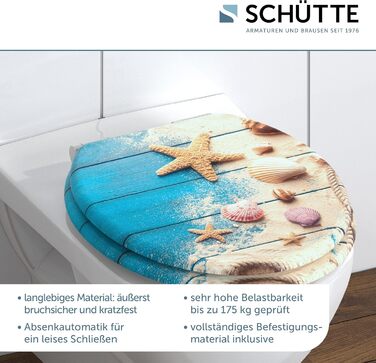 Сидіння для унітаза SCHÜTTE з мікроліфтом (м'яке закриття), дерево MDF, витримує до 175 кг, колір Beach Wood