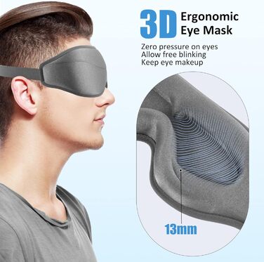 Жіноча маска для сну 3D з м'якою основою, без тиску на очі, 35 г, дихаюча, для жінок (сіра)
