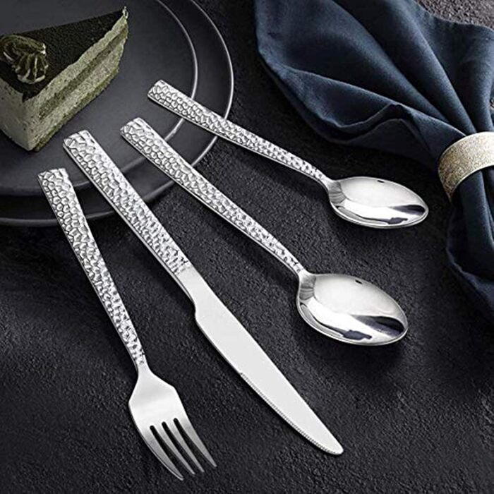 Cutlery Set, HaWare 30-Piece Stainless Steel Cutlery Set with Knife, Fork, Spoon, Dinner Cutlery for 6 People, Hammered Handle Table Cutlery for Home/Party/Hotel/Restaurant, High-Gloss Polished & Dishwasher Safe