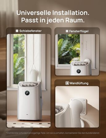 Портативний кондиціонер DREO 10000 BTU з охолодженням без дренажу, керуванням через додаток/голос/пульт, таймером 24 год та функцією вентилятора та осушувача повітря, AC515S