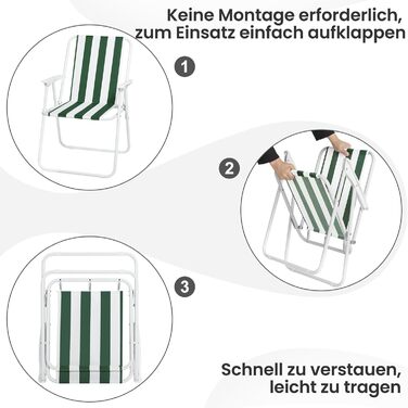 WOLTU Folding Camping Chairs, 2-Pack, Foldable Chair, Comfortable, Fishing Chair, Ultra-Lightweight with Armrests for Picnic, Outdoor, Hiking, Garden, Balcony, (White+Green)