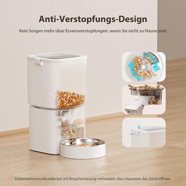 Автомат для годування котів та собак, 5л, розумний, білий. Програмоване годування 1-10 разів на день.