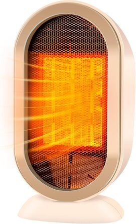 Електричний обігрівач Feebee: енергозберігаючий, тихий, 800/1200W, портативний, з контролем температури та захистом від перегріву та перекидання. Підходить для спальні, дому, офісу. (Білий, Бежевий)