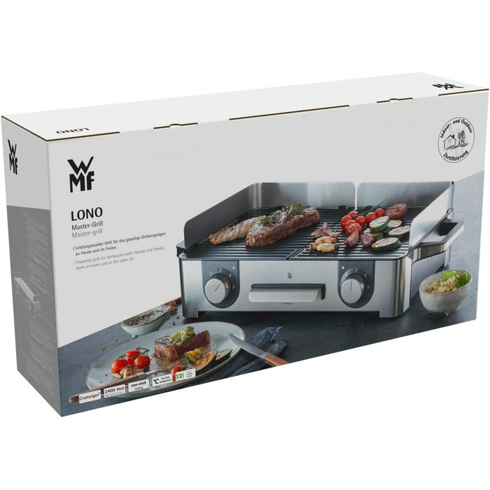 Електрогриль WMF Lono Master Grill: 50x28 см, 2 зони нагріву, нержавіюча сталь, для барбекю