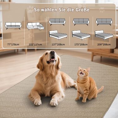 Водонепроникний килимок для собак Gyuro, двосторонній, міцний, для дивану та ліжка, прання дозволено, для собак та котів (Темно-хакі + Хакі, 77 x 178 см)