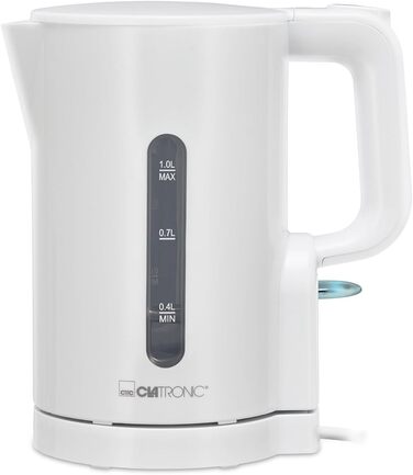 Електричний чайник Clatronic WK 3834 білий: 1л, 900W, BPA Free, захист від перегріву