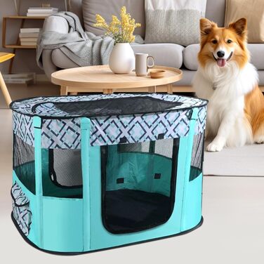 Клітка-манеж для цуценят та домашніх тварин, 70x55x40 см, водовідштовхуюча, для собак, кроликів, котів та морських свинок, для дому та вулиці (зелене решітка)