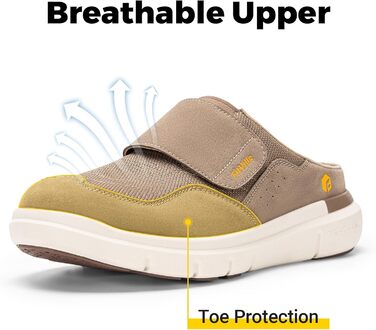 Домашні тапочки для чоловіків FitVille з широкою колодкою, з липучкою, з підтримкою склепіння стопи, розмір 41-50, пісочний колір