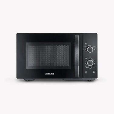 Мікрохвильова піч Severin 2-в-1 з грилем, 20 л, чорна, MW 7762. Плоский скляний стіл, 2 рівні, для кутового посуду, легке очищення