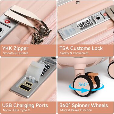 Чемодан-валіза Sea Choice 2 в 1: великий (78 см) та середній (55 см), зелений, з TSA замком та зручним тримачем для напоїв