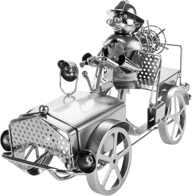 BRUBAKER Wine Bottle Holder Fire Truck Metal Sculpture with Gift Card