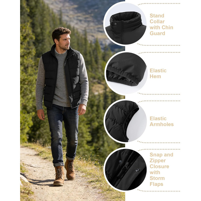 Чоловіча степна жилетка 33,000ft - тепла спортивна жилетка для туризму, гольфу, верхової їзди та відпочинку. Водовідштовхуюча жилетка з 4 кишенями. Розмір L.