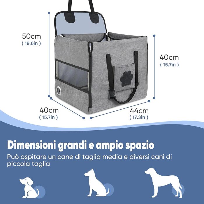 Автомобільний лежак для собак 44x40x40 см – міцний лежак з ременями безпеки та сіткою, знімний кошик для собак на заднє сидіння, водонепроникний та зручний