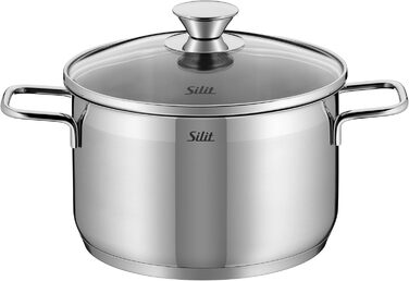 Silit Scalea 6-Piece Induction Cookware Set - Stainless Steel Pots and Pans with Glass Lids, Non-Stick Fry Pan, Dishwasher Safe