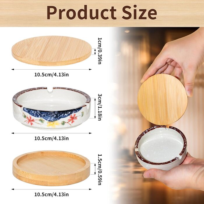 Ашенбечер для вулиці з кришкою та вставкою з нержавіючої сталі, дерев'яний, герметичний, для балкона, тераси, саду, кафе, ресторану, дому, офісу