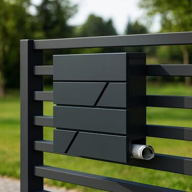 Поштовий ящик сталевий антрацит з газетницею, настінний - Verzinkter Stahl