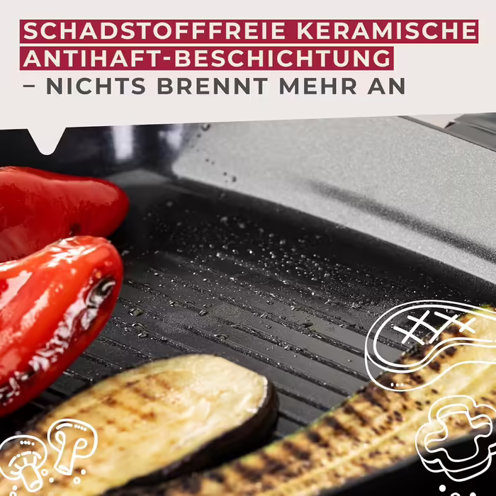 Fackelmann Grill Pan 28cm Statement – Ceramic Coated Pan - Recycled Aluminium with Non-Stick Coating – Suitable for all hob types including induction, PFAS-free 28 cm Grill Pan