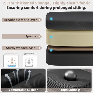 Ергономічне крісло для офісу та дому з підтримкою попереку та регульованою підголівником, велике сидіння