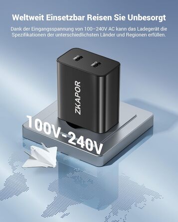 Зарядний пристрій ZKAPOR з 4 USB-C портами, 45W, білий (PD+QC)