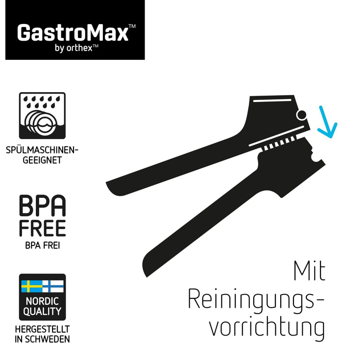 Пресс для часнику GastroMax - ергономічні ручки, вбудований очисник, безпечний BPA-free, Made in Sweden