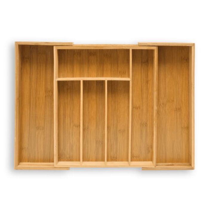 Relaxdays Cutlery Box Bamboo 48cm Extendable