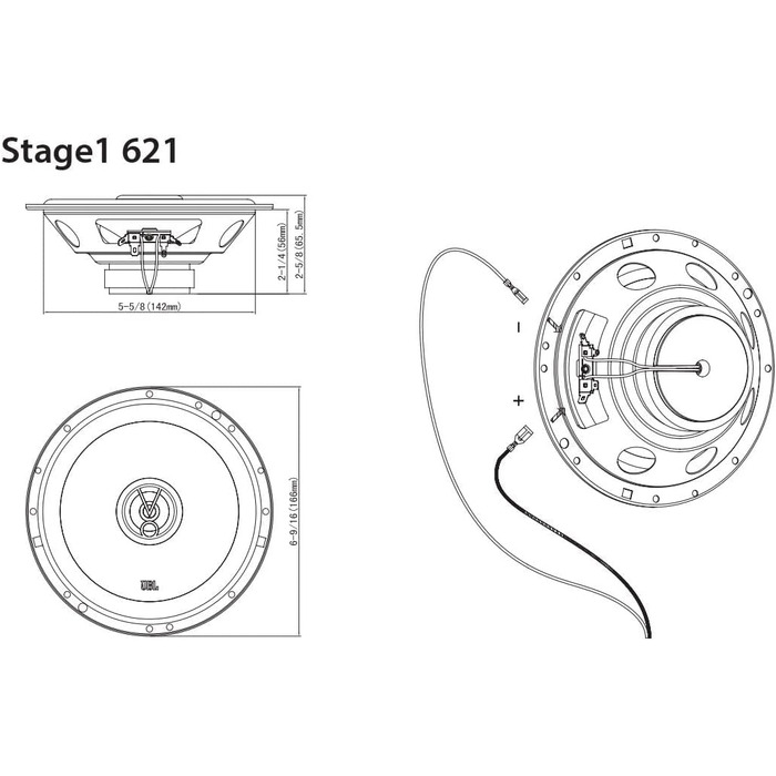 Автомобільні динаміки JBL Stage1 621 від Harman Kardon, 2-смугові, 175 Вт, комплект 2 шт., 16-17 см, чорні, для авто