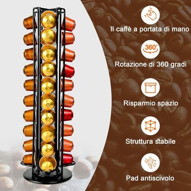 Поворотний тримач для капсул Nespresso OriginalLine на 40 капсул, чорний
