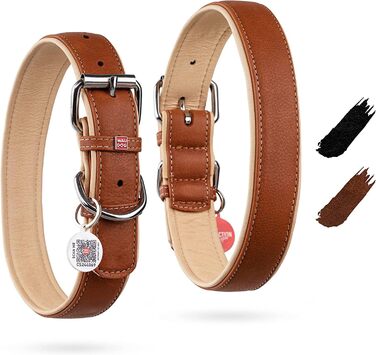 Сумка для собак WAUDOG з натуральної шкіри, великі та середні породи, повсякденне використання, регульована довжина 27-36 см, ширина 15 мм, коричнева