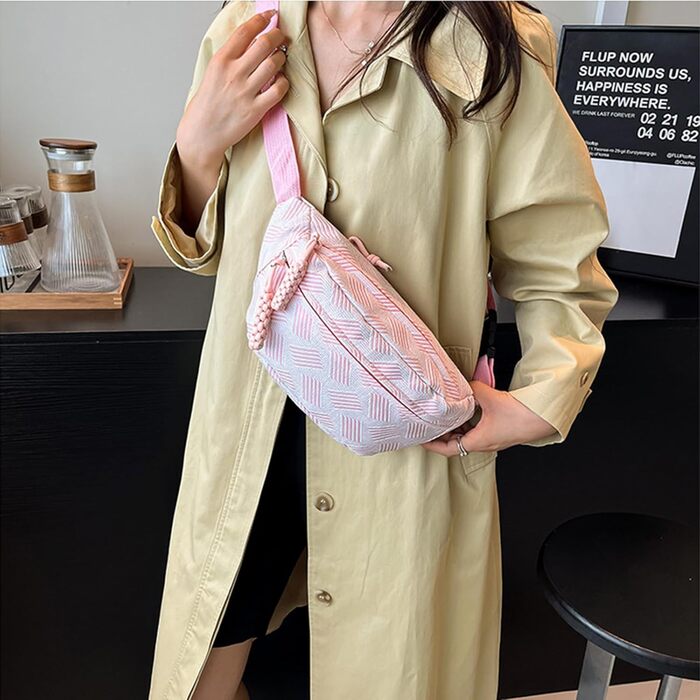 Жіноча поясна сумка-кросбоді з корду, зеленого кольору. Регульований плечовий ремінь, модна та зручна для повсякденного носіння та спорту.