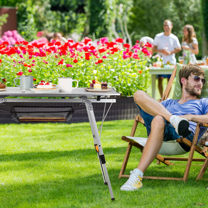 Relaxdays Регульований по висоті розкладний стіл з алюмінію