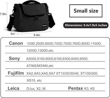 Чохол для камери Linpr: Сумка через плече для DSLR/SLR камер (Canon, Sony, Nikon), водонепроникна, чорна, S