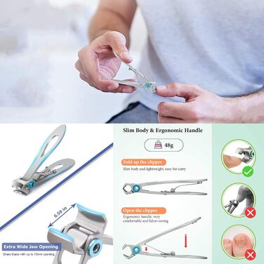Набір професійних кусачок для нігтів Nagel з нержавіючої сталі для товстих нігтів та пальців, гострі ножиці для манікюру для літніх людей та чоловіків/жінок