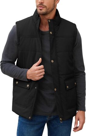 Чоловіча зимова жилетка Xnova з термопідкладкою Sherpa: тепла флісова жилетка, без рукавів, для полювання, роботи та активного відпочинку. Чорний колір, розмір M