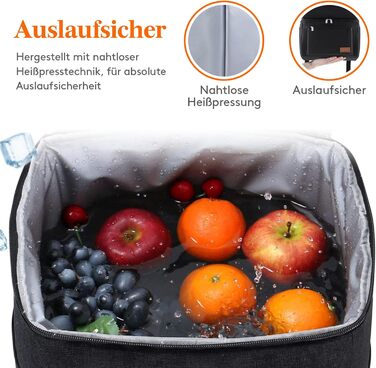 Lifewit 21L Insulated Cooler Bag, Thermal Lunch Bag, Cooler Backpack, Leak-Proof Double-Decker Cooler Bag for Men, Women, Mothers for Lunch, Picnic, Shopping, Travel, Black